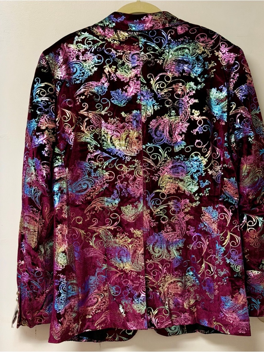 Mens Velvet Iridescent Paisley Blazer in Deep Purple - Picture 2 of 8